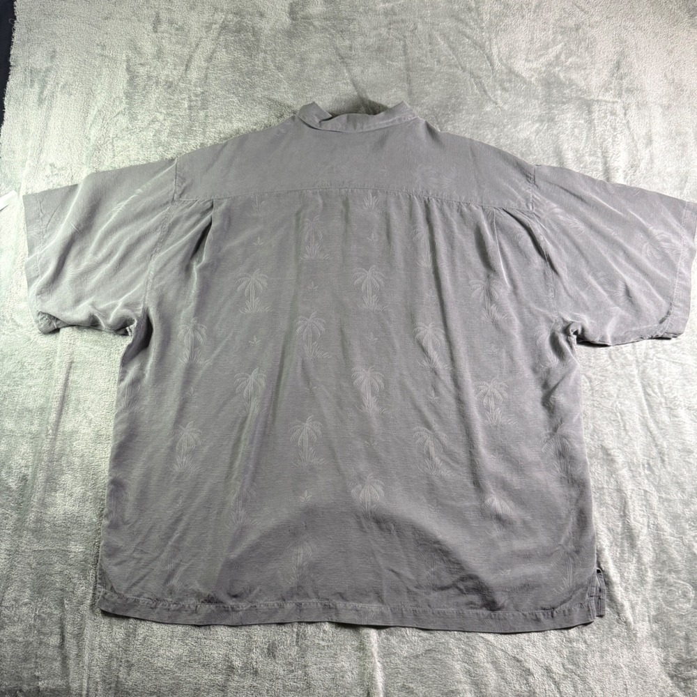 Tommy Bahama XXL Silk Gray Palm Tree Camp Shirt Button Down Shirt - Picture 4 of 8